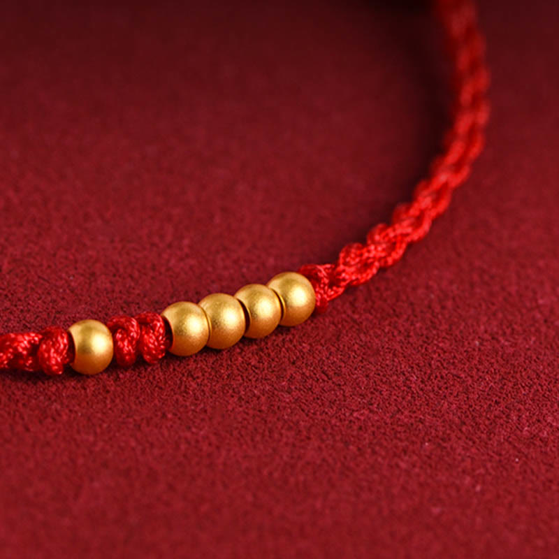 Bracelet de protection tressé pour couple, perles en or 999 Foviel, porte-bonheur