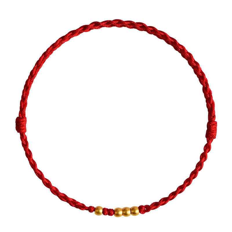 Bracelet de protection tressé pour couple, perles en or 999 Foviel, porte-bonheur