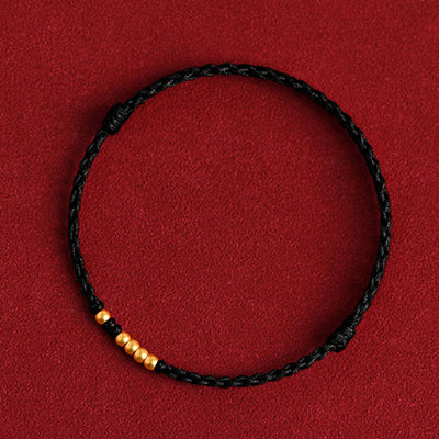 Bracelet de protection tressé pour couple, perles en or 999 Foviel, porte-bonheur