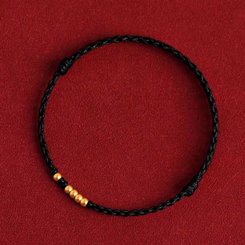 Bracelet de protection tressé pour couple, perles en or 999 Foviel, porte-bonheur