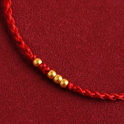 Bracelet de protection tressé pour couple, perles en or 999 Foviel, porte-bonheur