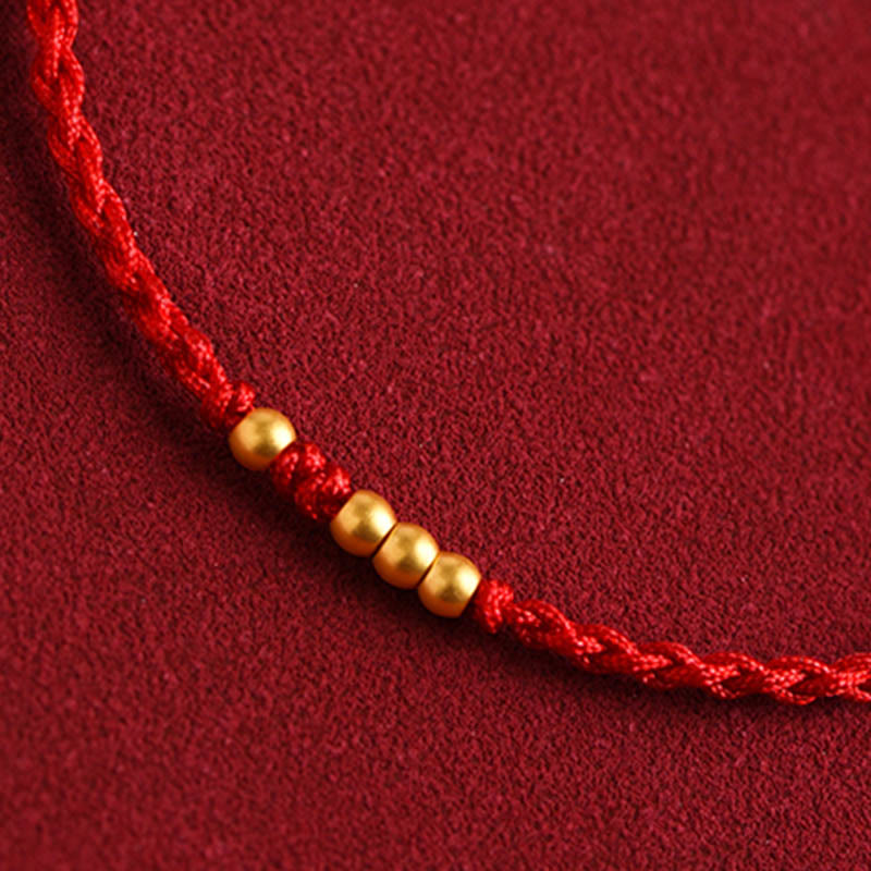Bracelet de protection tressé pour couple, perles en or 999 Foviel, porte-bonheur