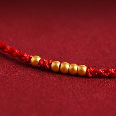 Bracelet de protection tressé pour couple, perles en or 999 Foviel, porte-bonheur