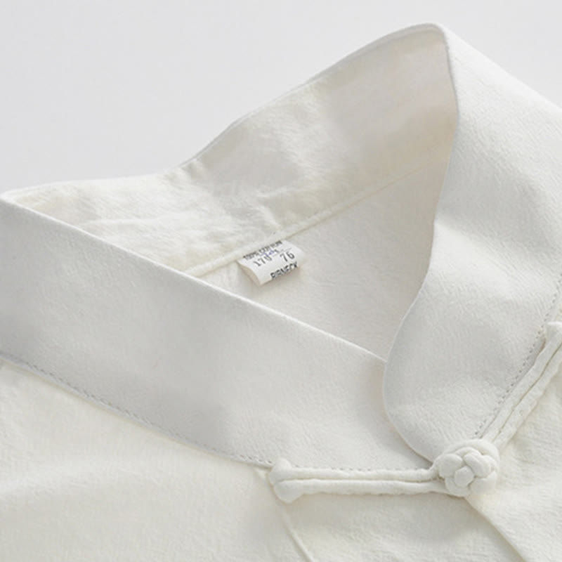 Buddha Stones Chinese Frog-Button Tang Suit Men's Short Sleeve Shirt Cotton Linen Clothing With Pockets - image 2