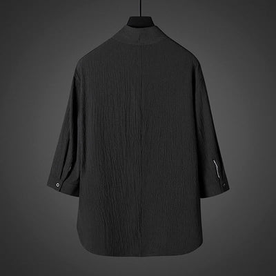 Buddha Stones Casual V-Neck Three Quarter Sleeve Men's Shirt - image 6
