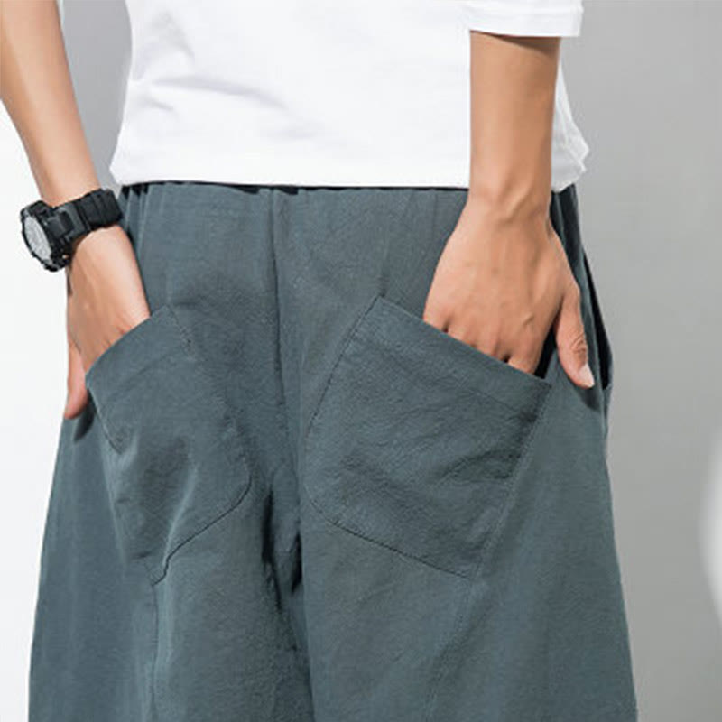Buddha Stones Casual Men's Solid Color Cotton Drawstring Pants With Pockets - image 6