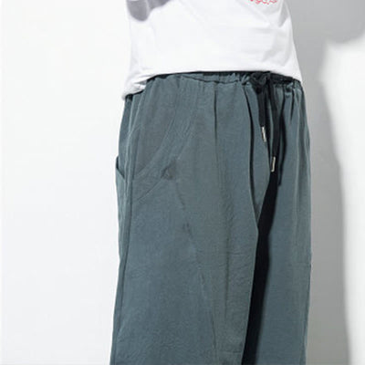 Buddha Stones Casual Men's Solid Color Cotton Drawstring Pants With Pockets - image 7