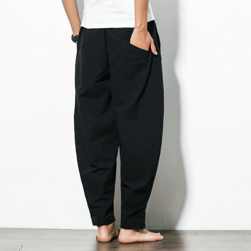 Buddha Stones Casual Men's Solid Color Cotton Drawstring Pants With Pockets - image 15