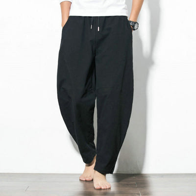 Buddha Stones Casual Men's Solid Color Cotton Drawstring Pants With Pockets - image 14