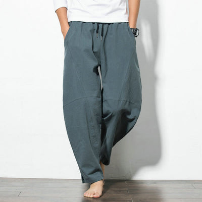 Buddha Stones Casual Men's Solid Color Cotton Drawstring Pants With Pockets - image 4