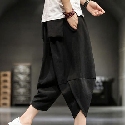 Buddha Stones Summer Solid Men's Cropped Pants With Pockets - image 26