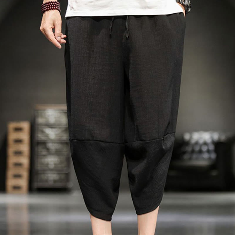 Buddha Stones Summer Solid Men's Cropped Pants With Pockets - image 29