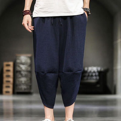 Buddha Stones Summer Solid Men's Cropped Pants With Pockets - image 16