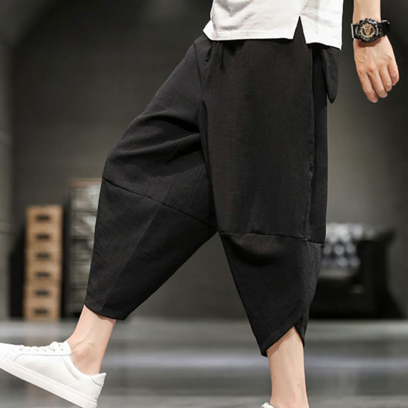 Buddha Stones Summer Solid Men's Cropped Pants With Pockets - image 30