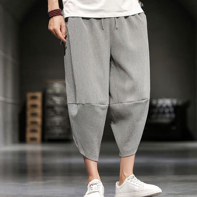 Buddha Stones Summer Solid Men's Cropped Pants With Pockets - image 1