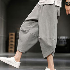 Buddha Stones Summer Solid Men's Cropped Pants With Pockets - LightGrey - US/UK/AU46，EU56 (5XL)  - image 0