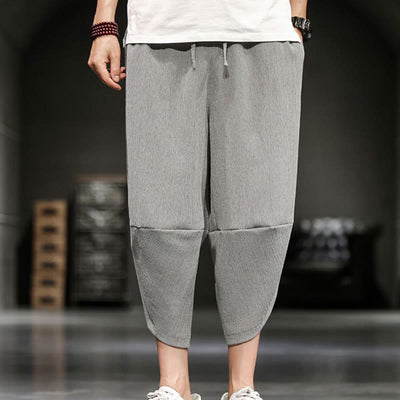 Buddha Stones Summer Solid Men's Cropped Pants With Pockets - image 8