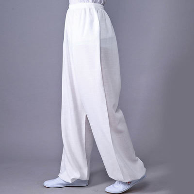 Buddha Stones Summer Elastic Waist Tai Chi Qigong Practice Cotton Linen Unisex Pants - White - 3XL-FIT FOR US/UK/AU/EU-2XL - image 15