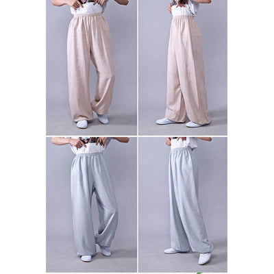 Buddha Stones Summer Elastic Waist Tai Chi Qigong Practice Cotton Linen Unisex Pants - image 10