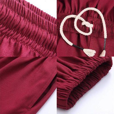 Foviel Sommer Unisex elastische Taille Tai Chi Qigong Praxis Atmungsaktive Hosen mit Taschen
