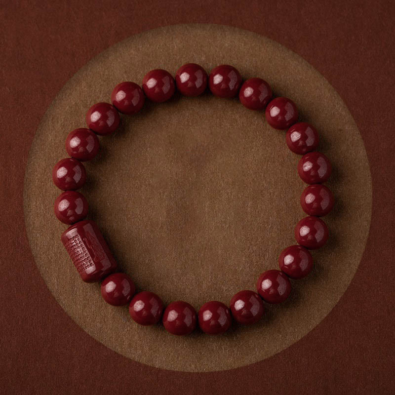 Foviel Natürliche Zinnober Herz Sutra Segen Armband