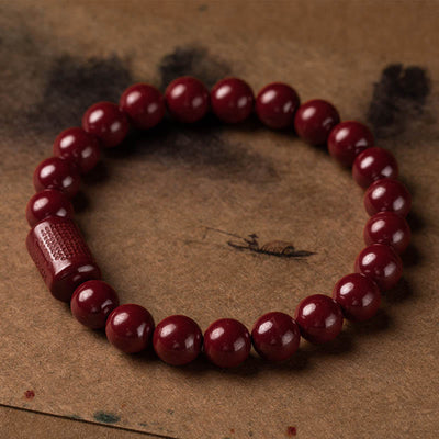 Foviel Natürliche Zinnober Herz Sutra Segen Armband