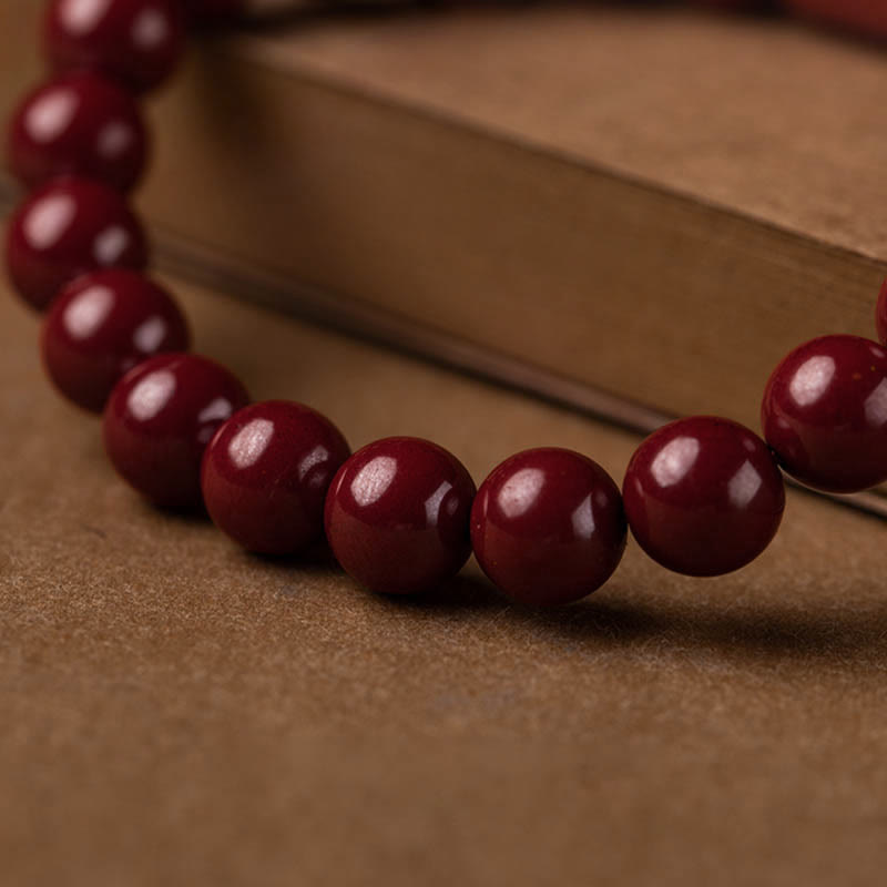 Foviel Natürliche Zinnober Herz Sutra Segen Armband