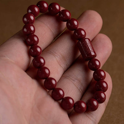 Foviel Natürliche Zinnober Herz Sutra Segen Armband