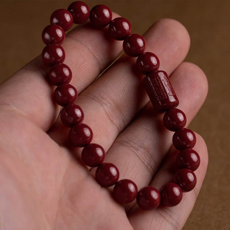 Foviel Natürliche Zinnober Herz Sutra Segen Armband