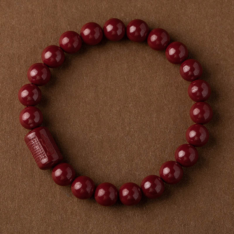 Foviel Natürliche Zinnober Herz Sutra Segen Armband