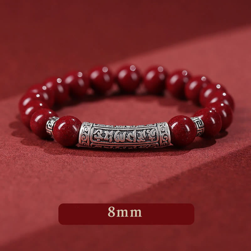 Foviel Cinnabar 999 Sterling Silver Six True Words Blessing Bracelet