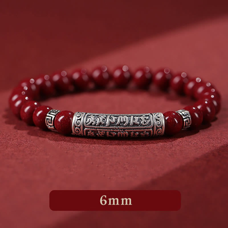 Foviel Cinnabar 999 Sterling Silver Six True Words Blessing Bracelet