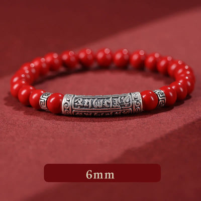 Foviel Zinnober 999 Sterling Silber Sechs wahre Worte Segen Armband
