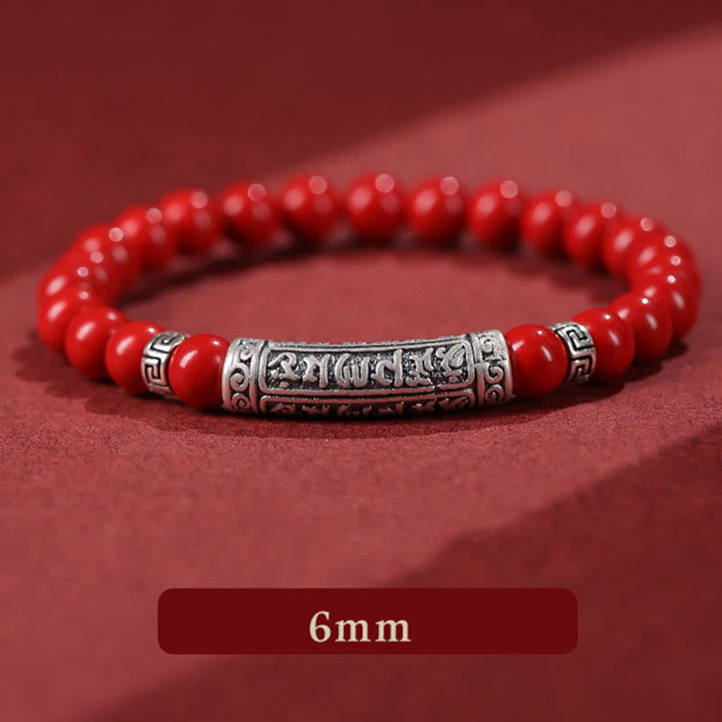 Foviel Zinnober 999 Sterling Silber Sechs wahre Worte Segen Armband