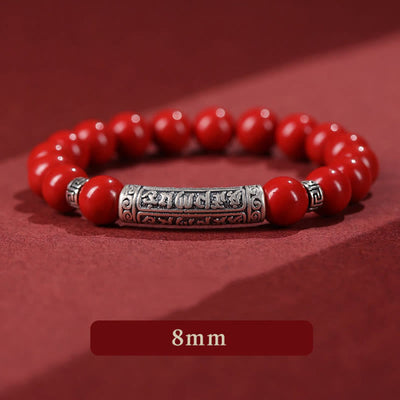 Foviel Zinnober 999 Sterling Silber Sechs wahre Worte Segen Armband