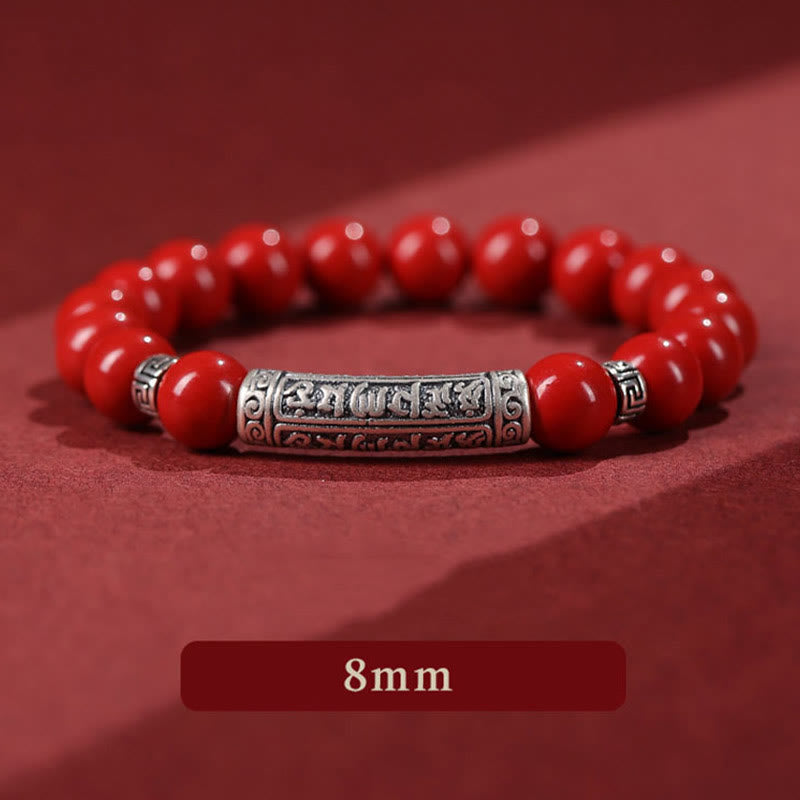 Foviel Zinnober 999 Sterling Silber Sechs wahre Worte Segen Armband