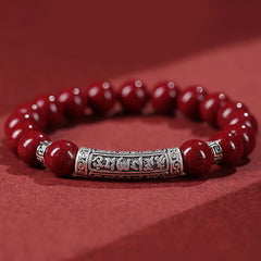 Foviel Zinnober 999 Sterling Silber Sechs wahre Worte Segen Armband