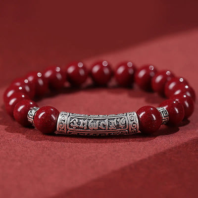 Foviel Zinnober 999 Sterling Silber Sechs wahre Worte Segen Armband