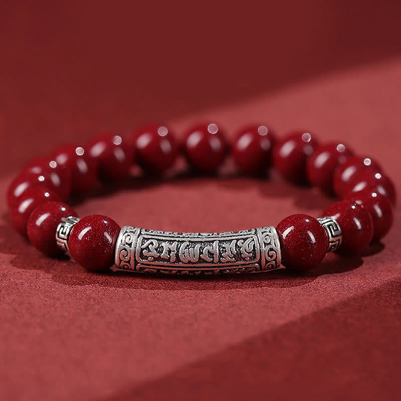 Foviel Cinnabar 999 Sterling Silver Six True Words Blessing Bracelet