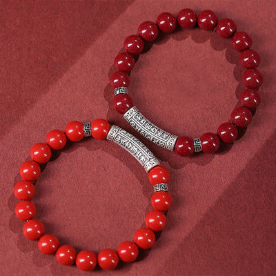 Foviel Zinnober 999 Sterling Silber Sechs wahre Worte Segen Armband