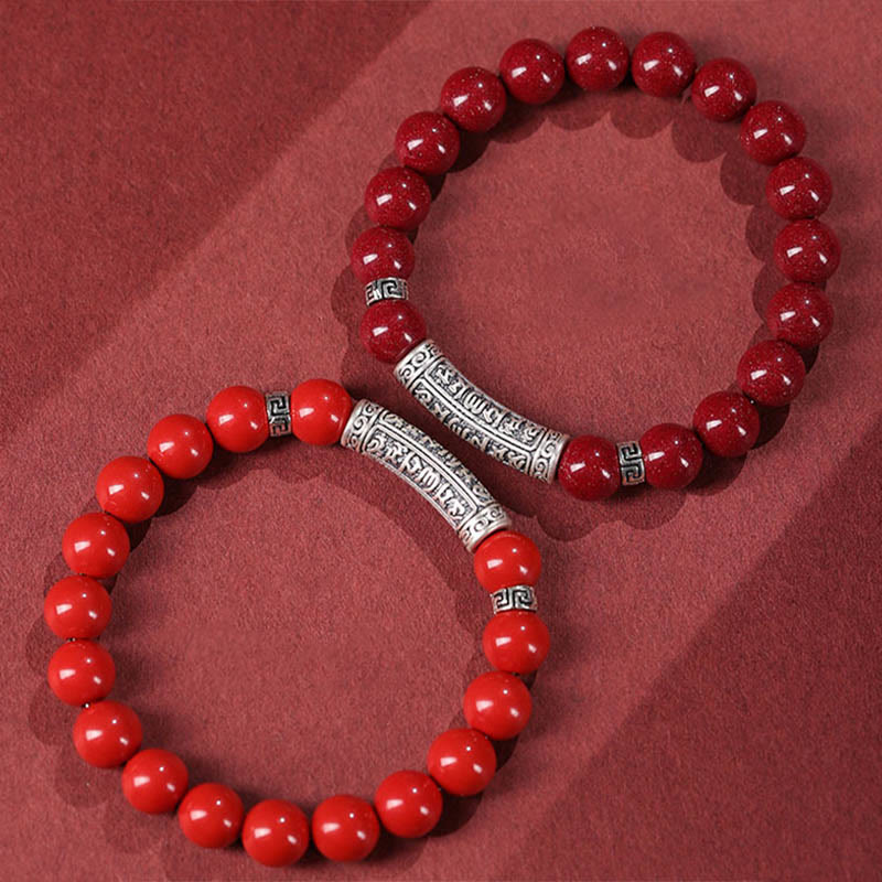 Foviel Zinnober 999 Sterling Silber Sechs wahre Worte Segen Armband