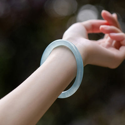 Buddha Stones Natural Aquamarine Serenity Bangle Bracelet - image 10