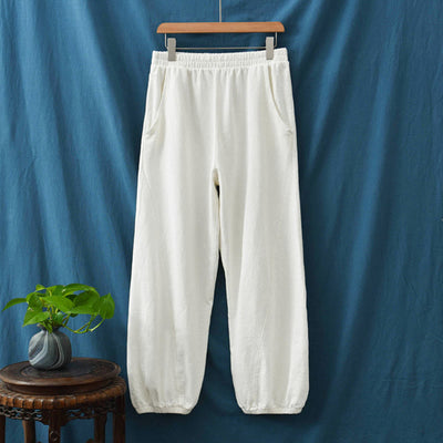 Buddha Stones Plain Color Ramie Linen Cotton Women's Pants With Pockets - image 38