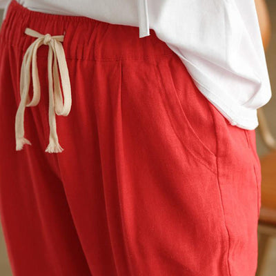 Buddha Stones Casual Women's Cotton Drawstring Harem Pants With Pockets - image 15