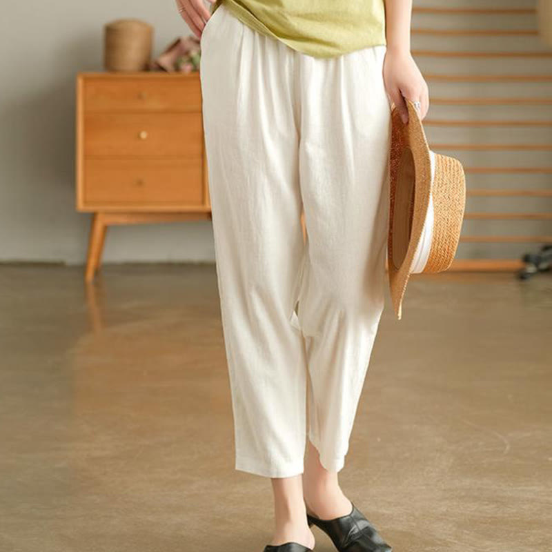 Buddha Stones Casual Women's Cotton Drawstring Harem Pants With Pockets - image 8