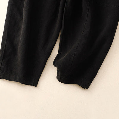 Buddha Stones Summer Women's Linen Drawstring Elastic Waist Harem Pants With Pockets - image 12
