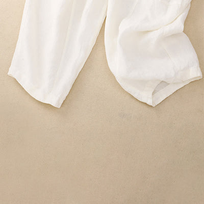 Buddha Stones Summer Women's Linen Drawstring Elastic Waist Harem Pants With Pockets - image 23