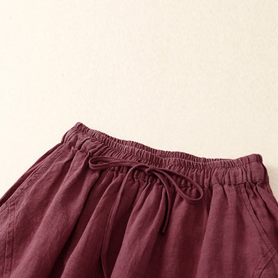 Buddha Stones Summer Women's Linen Drawstring Elastic Waist Harem Pants With Pockets - image 2