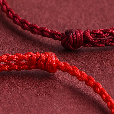Buddha Stones 999 Gold Small Peace Buckle Design Handmade Luck Braided Rope Bracelet Anklet Bracelet BS 17