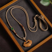 Foviel Tibetan Sandalwood Chinese Lock Charm Protection Necklace Pendant